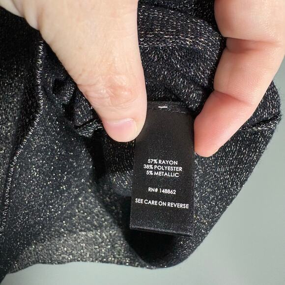 Torrid NWT Black Metallic Cross Neck Cold Shoulder Top - 1 (1X) - Women's Plus - Picture 5 of 7